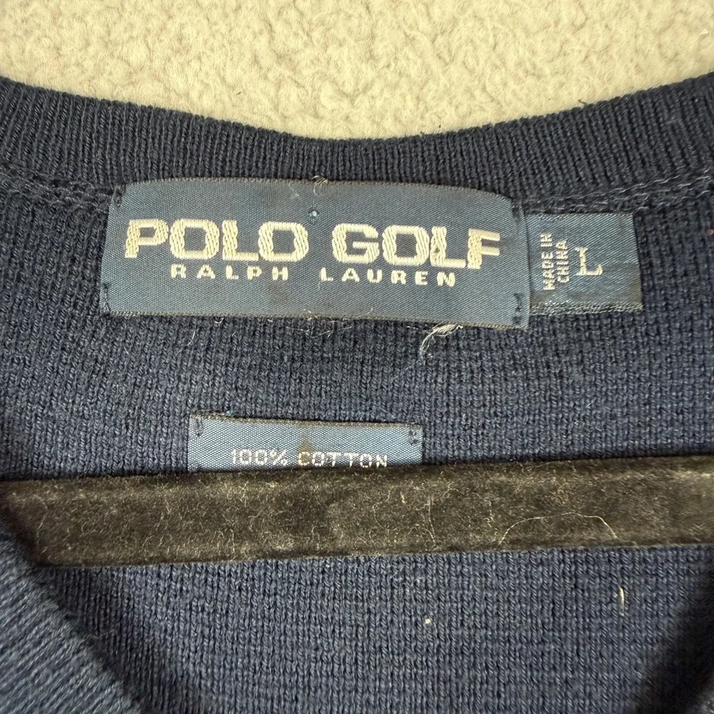 Polo Golf Ralph Lauren Mens V Neck Sweater Vest Navy Blue Big Tall‎ Size L